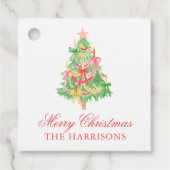 Waterverf Coquette Bow Kerstboom Bedankjes Labels (Voorkant)