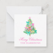 Waterverf Coquette Bow Kerstboom behuizing Notitiekaartje (Voorkant)