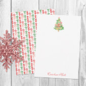 Waterverf Coquette Bow Kerstboom Personaliseren Bedankkaart