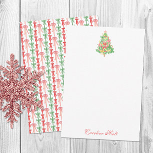 Waterverf Coquette Bow Kerstboom Personaliseren Bedankkaart