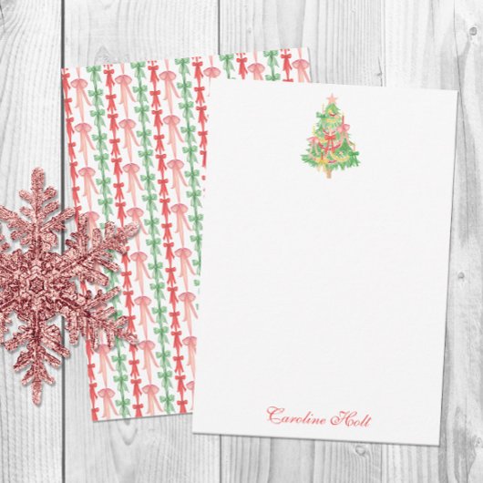 Waterverf Coquette Bow Kerstboom Personaliseren Bedankkaart