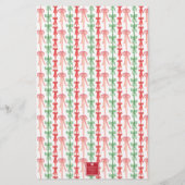 Waterverf Coquette Bow Kerstboom Personaliseren Briefpapier (Achterkant)