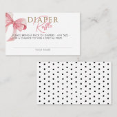 Waterverf Coquette Bow Luier Raffle Baby shower Informatiekaartje (Voorkant / Achterkant)