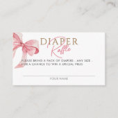Waterverf Coquette Bow Luier Raffle Baby shower Informatiekaartje (Voorkant)