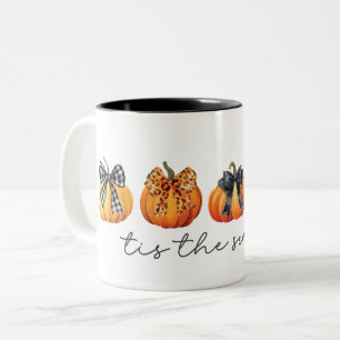 Waterverf Coquette Bow Pumpkin Herfst Thanksgiving Tweekleurige Koffiemok