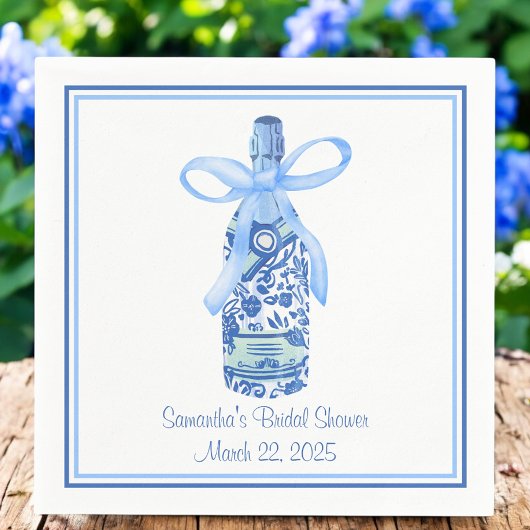 Waterverf Coquette Champagne Fles Vrijgezellenfees Servet