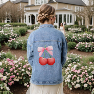 Waterverf Coquette Cherries Denim Jacket