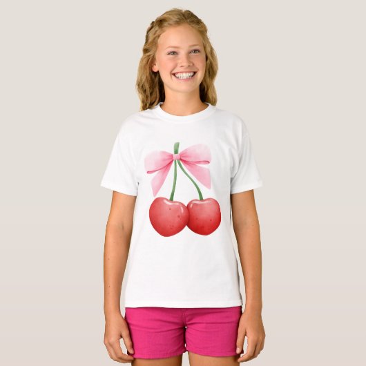 Waterverf Coquette Cherries T-shirt (Voorkant volledig)