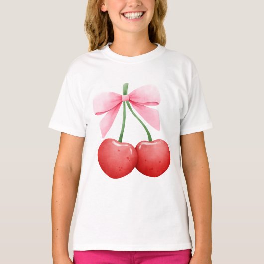 Waterverf Coquette Cherries T-shirt (Voorkant)