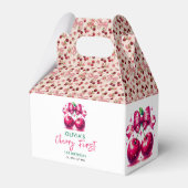 Waterverf Coquette Cherry 1e verjaardag Bedankdoosjes (Voorkant Zijde)