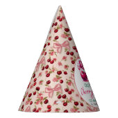 Waterverf Coquette Cherry 1e verjaardag Feesthoedjes (Links)