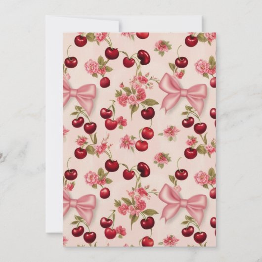 Waterverf Coquette Cherry 1e verjaardag Kaart (Achterkant)