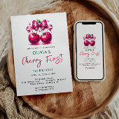 Waterverf Coquette Cherry 1e verjaardag Kaart