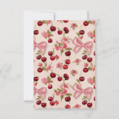 Waterverf Coquette Cherry 1e verjaardagsfeestje Bedankkaart (Achterkant)