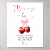 Waterverf Coquette Cherry Baby shower Mom-osa Bar Poster (Voorkant)