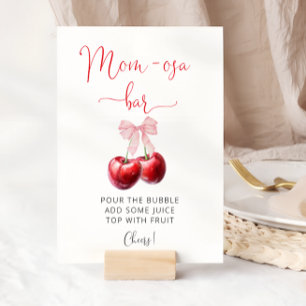 Waterverf Coquette Cherry Baby shower Mom-osa Bar Poster