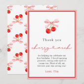 Waterverf Coquette Cherry Verjaardag bedankje Bedankkaart (Voorkant / Achterkant)