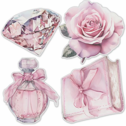 Waterverf Coquette Elementen Sticker (Voorkant)