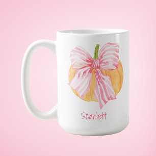 Waterverf Coquette Grandmillennial Bow Pumpkin Koffiemok