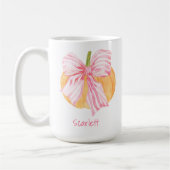 Waterverf Coquette Grandmillennial Bow Pumpkin Koffiemok (Links)