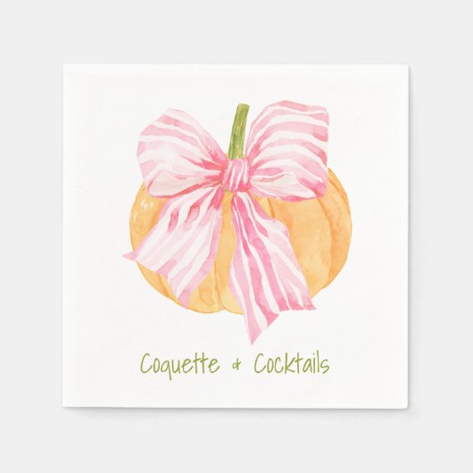 Waterverf Coquette Grandmillennial Pumpkin Bow Servet (Voorkant)