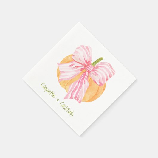 Waterverf Coquette Grandmillennial Pumpkin Bow Servet (Hoek)