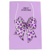 Waterverf Coquette Hart Boog Paarse en Lavendel Medium Cadeauzakje (Voorkant)