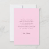 Waterverf Coquette Pink Bow Gold Glitter Script Bedankkaart (Achterkant)