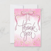 Waterverf Coquette Pink Bow Gold Glitter Script