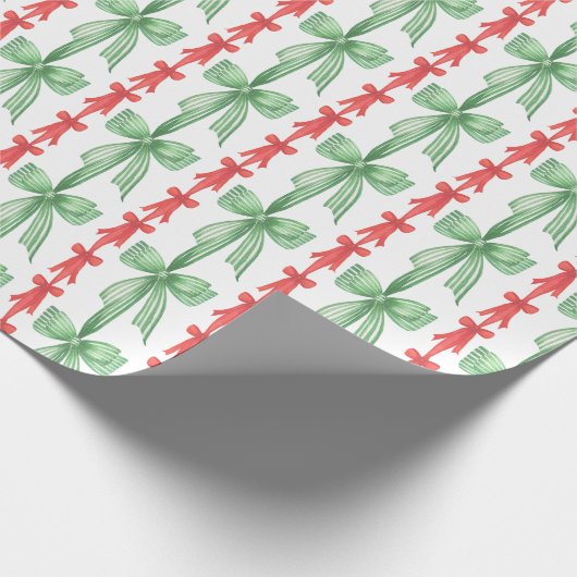 Waterverf Coquette Rood & Groen Kerstbogen Cadeaupapier (Hoek)
