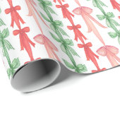 Waterverf Coquette Rood Groen & Roze Bogen Cadeaupapier (Rol Hoek)