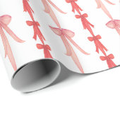 Waterverf Coquette Rood & Roze Bogen Cadeaupapier (Rol Hoek)