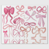 Waterverf Coquette Roze Bow Girls Baby shower Cadeaupapier (Vlak)
