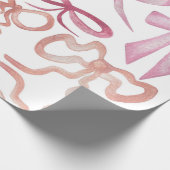 Waterverf Coquette Roze Bow Girls Baby shower Cadeaupapier (Hoek)