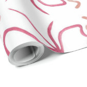 Waterverf Coquette Roze Bow Girls Baby shower Cadeaupapier (Rol Hoek)