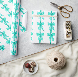 Waterverf Coquette Turquoise Bogen Cadeaupapier