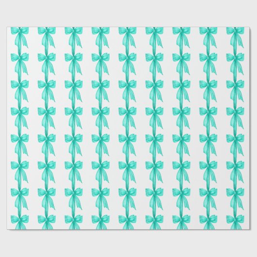 Waterverf Coquette Turquoise Bogen Cadeaupapier (Vlak)