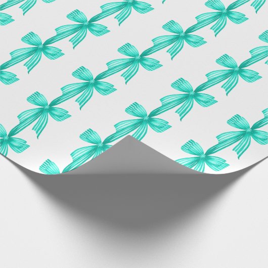 Waterverf Coquette Turquoise Bogen Cadeaupapier (Hoek)