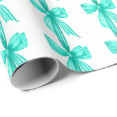 Waterverf Coquette Turquoise Bogen Cadeaupapier (Rol Hoek)