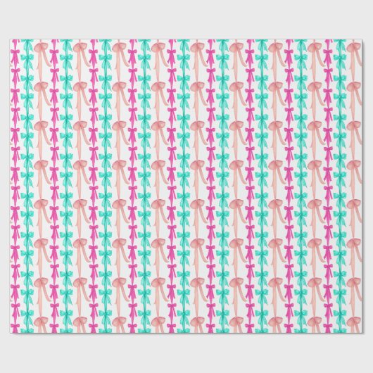 Waterverf Coquette Turquoise & Roze Bogen Cadeaupapier (Vlak)