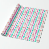 Waterverf Coquette Turquoise & Roze Bogen Cadeaupapier (Uitgerold)