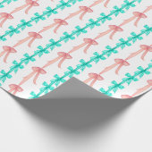 Waterverf Coquette Turquoise & Roze Bogen Cadeaupapier (Hoek)