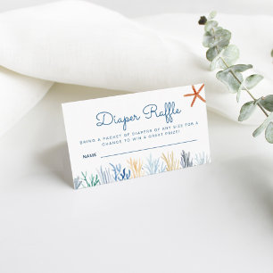 Waterverf Coral Baby shower Diaper Raffle Enclos Informatiekaartje