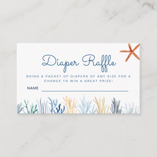 Waterverf Coral Baby shower Diaper Raffle Enclos Informatiekaartje (Voorkant)