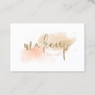 Waterverf Coral en Gold Makeup Visitekaartje