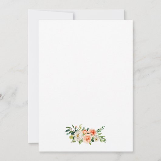 Waterverf Coral Floral Foto Weddenschap Gold Kaart (Achterkant)