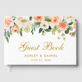 Waterverf Coral Floral Gold Gastenboek (Voorkant)
