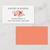 Waterverf Coral Floral Wedding Registry Informatiekaartje (Voorkant / Achterkant)