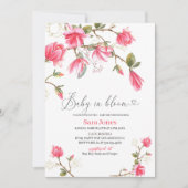 Waterverf Coral Magnolia Baby in bloom Baby Showe Kaart (Voorkant)