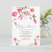 Waterverf Coral Magnolia Baby in bloom Baby Showe Kaart (Staand voorkant)